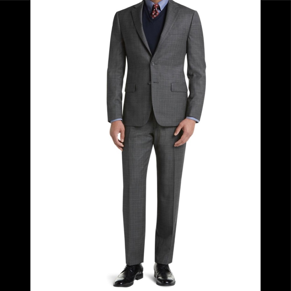 Jos A Bank Traveler Collection Slim Fit Glen Plaid